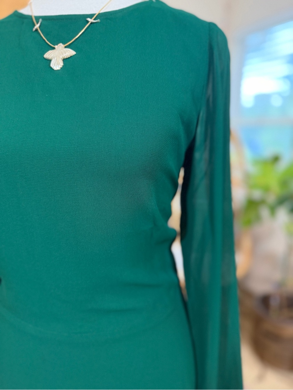 REFORMATION Mayra Dress 6 Green Mini Long Sleeve Viscose Cocktail Party Wedding - Picture 6 of 13